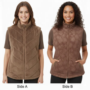 Columbia Reversible Fleece Vest Brown Floral Women’s 2X